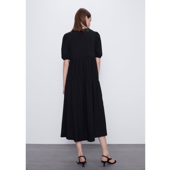 Zara Black Dress with Ruching NWT - Picture 5 of 8